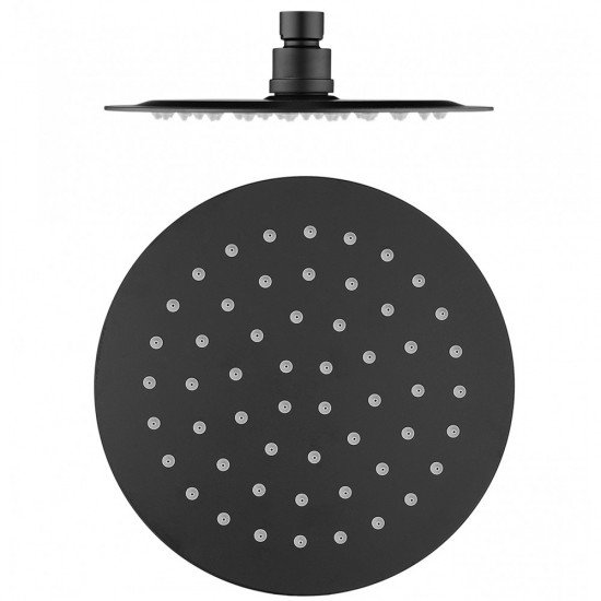 8 inch Round Bottom Water Inlet Black Twin Shower Set With Mixer